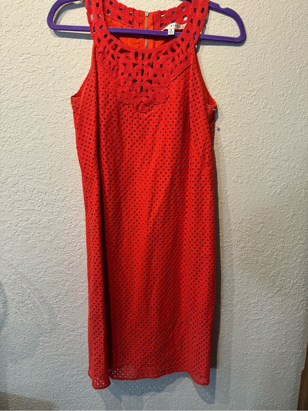 Max Studio CoralCrochet Midi Dress with Intricate Halter Yoke